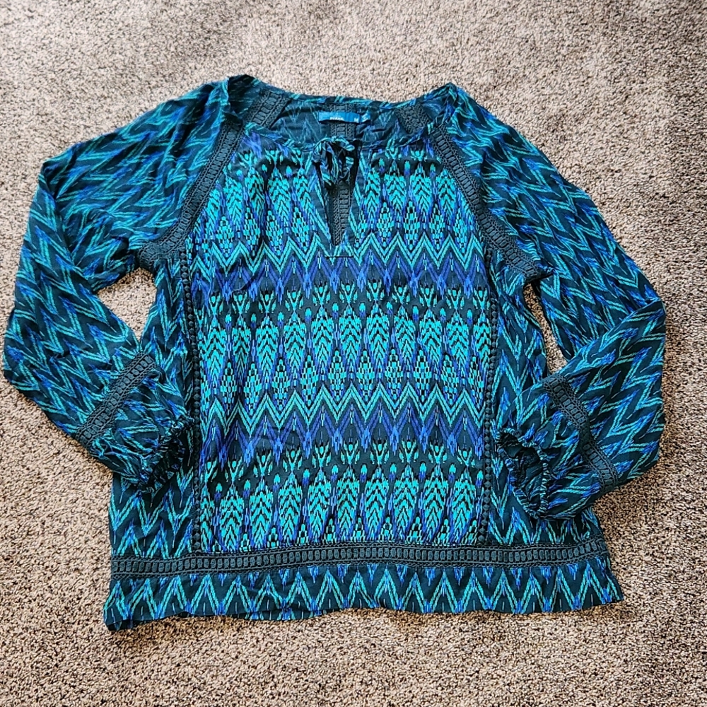 Womens Prana long sleeve tunic style loose fit patterned top Medium